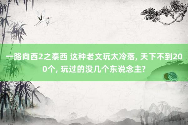一路向西2之泰西 这种老文玩太冷落， 天下不到200个， 玩过的没几个东说念主?